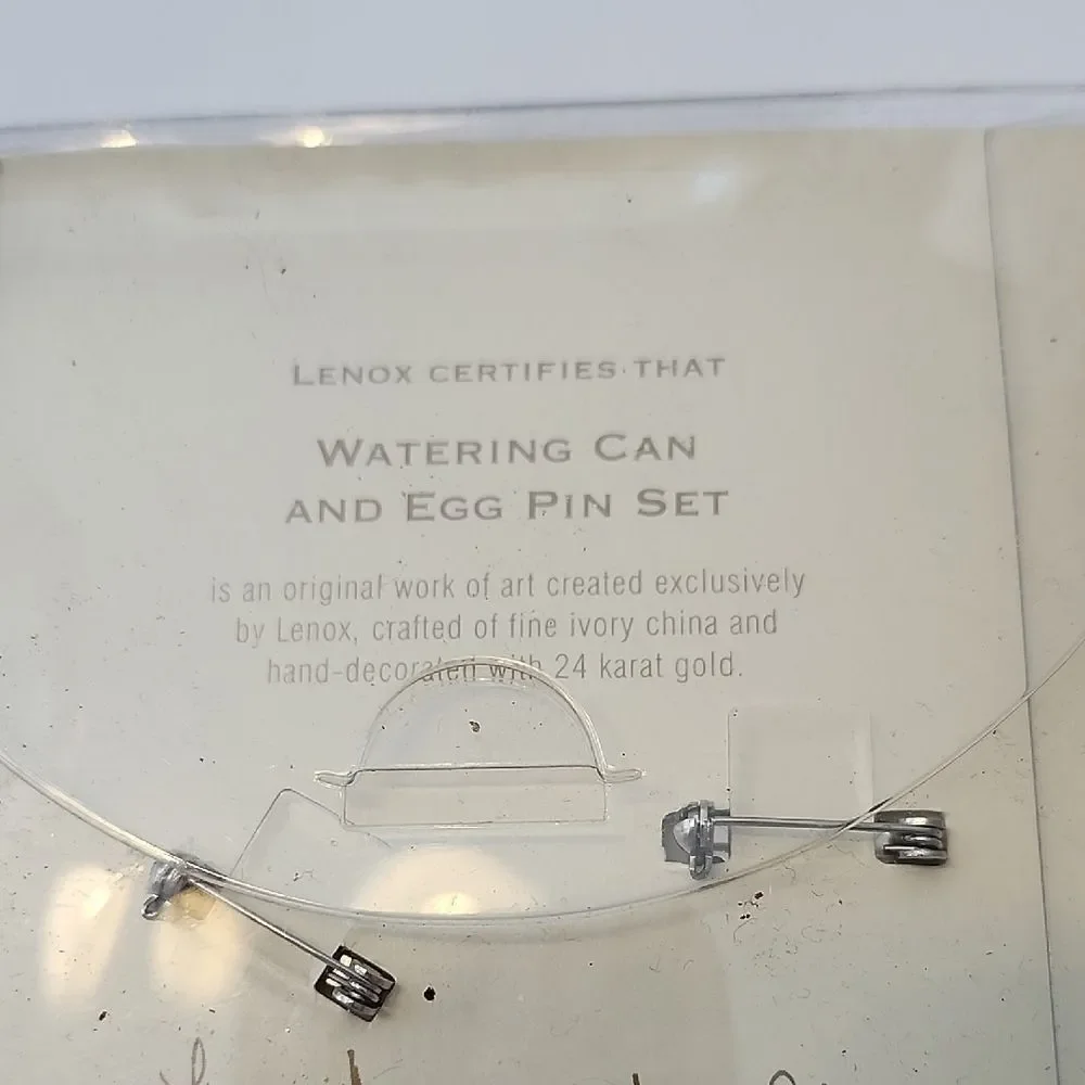 Lenox Cream and Gold Watering Can and Egg Pin Set